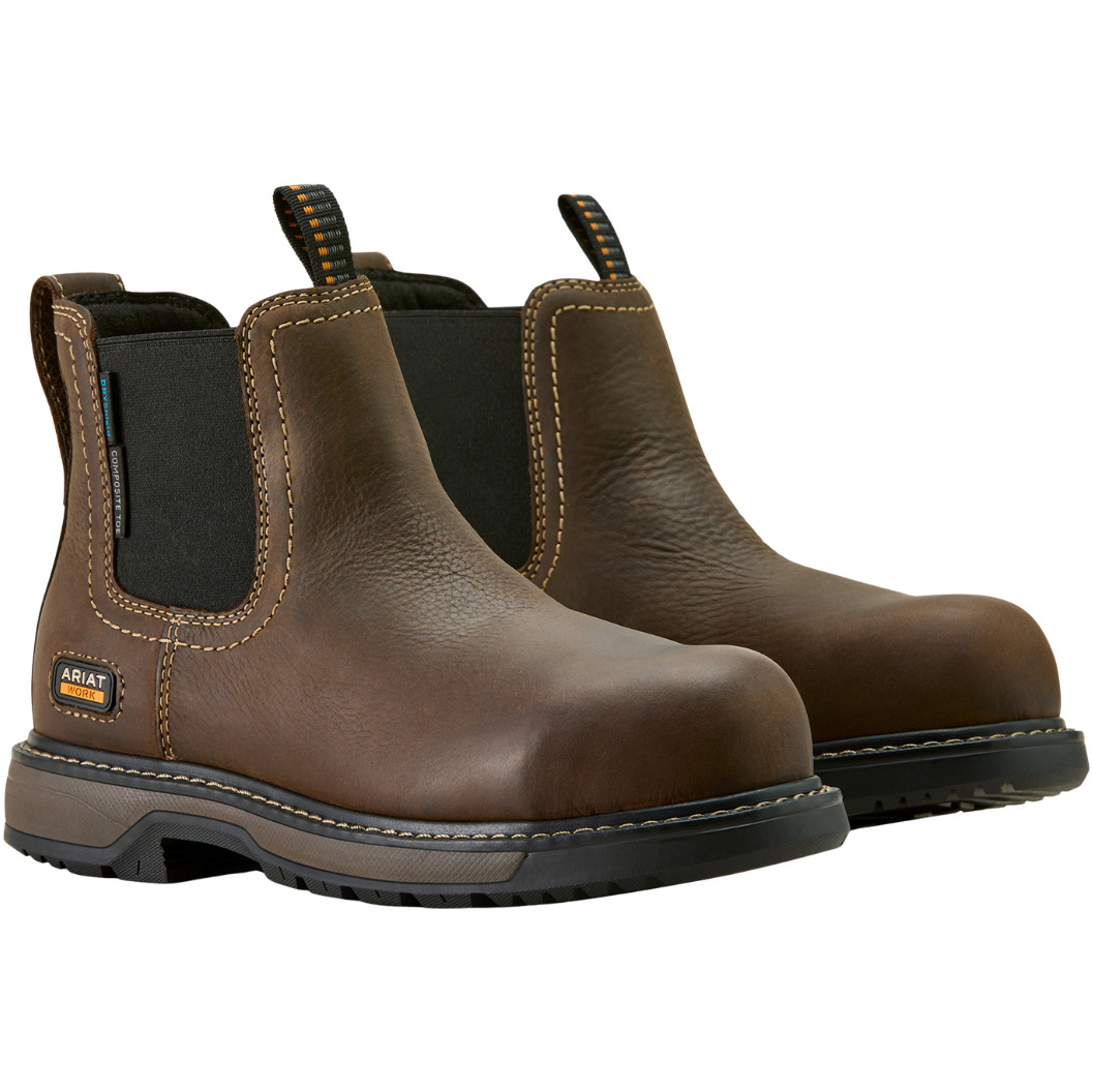 2025 Ariat Womens Riveter Chelsea Waterproof Composite Toe Work Boot 10063812 - Dark Brown